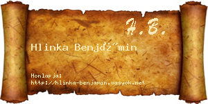 Hlinka Benjámin névjegykártya